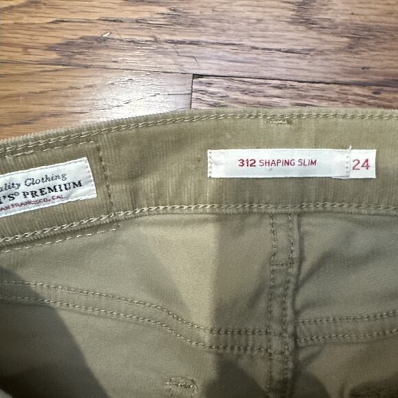 Levi’s Corduroy Pants Light Brown 24 312 Shaping Slim 0 24x30 Women’s - Picture 4 of 11